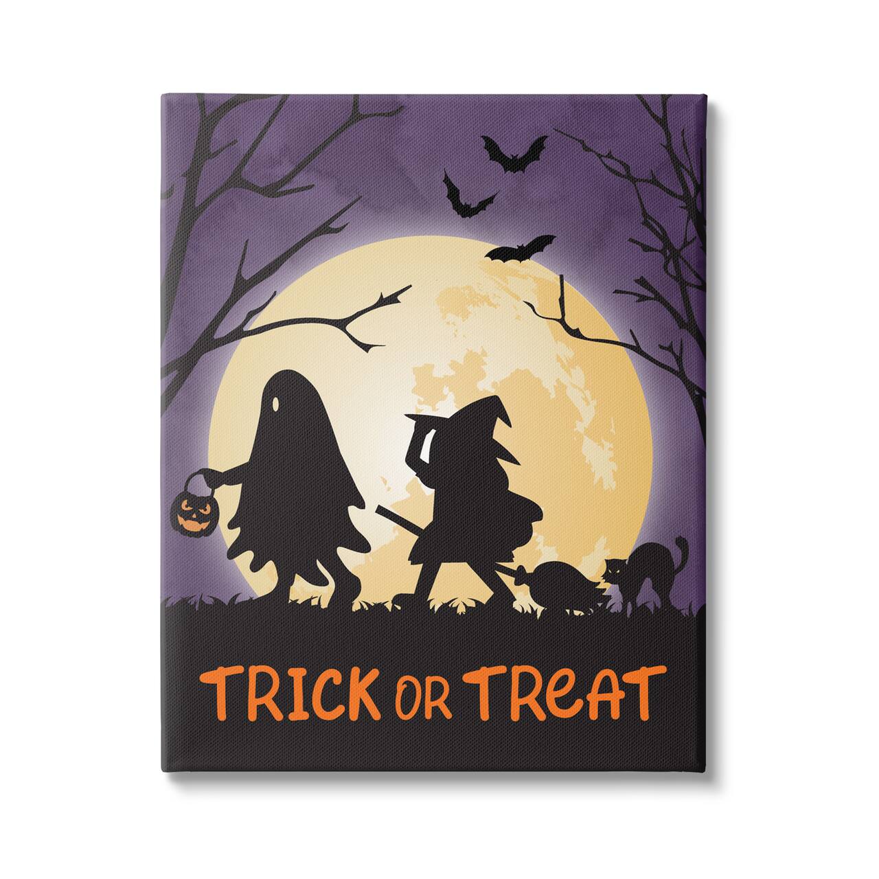 Stupell Industries Trick Or Treat Halloween Silhouettes Canvas Wall Art